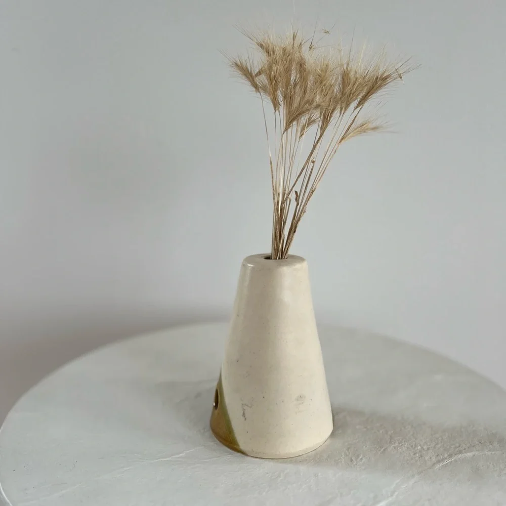 BEAUTIFUL HANDMADE STUDIO POTTERY‎ DRIED FLOWER VASE NEUTRAL COLOURS GLAZING - Picture 6 of 11